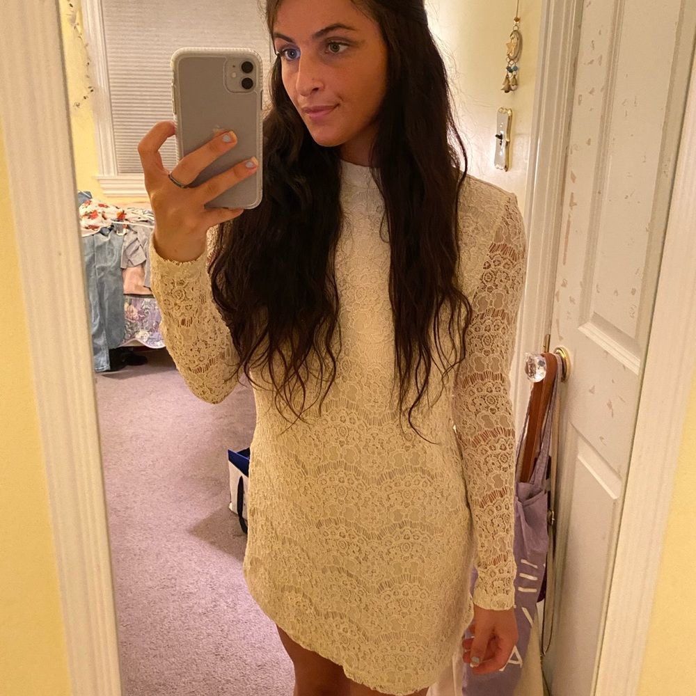 Forever 21 white lace long sleeve dress